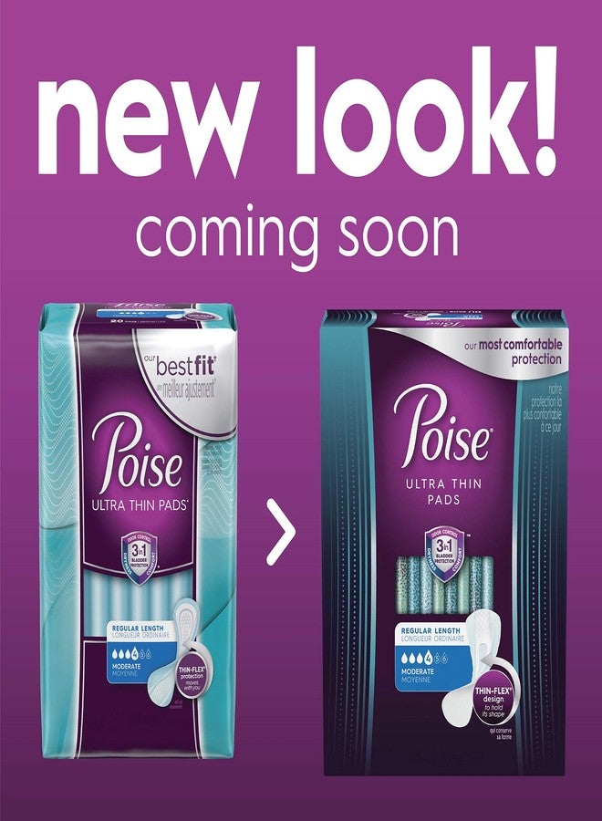 Poise Ultra Thin Incontinence Pads, Moderate Absorbency, Regular, Unscented, 80 Count (4 Packs of 20 - Image 2