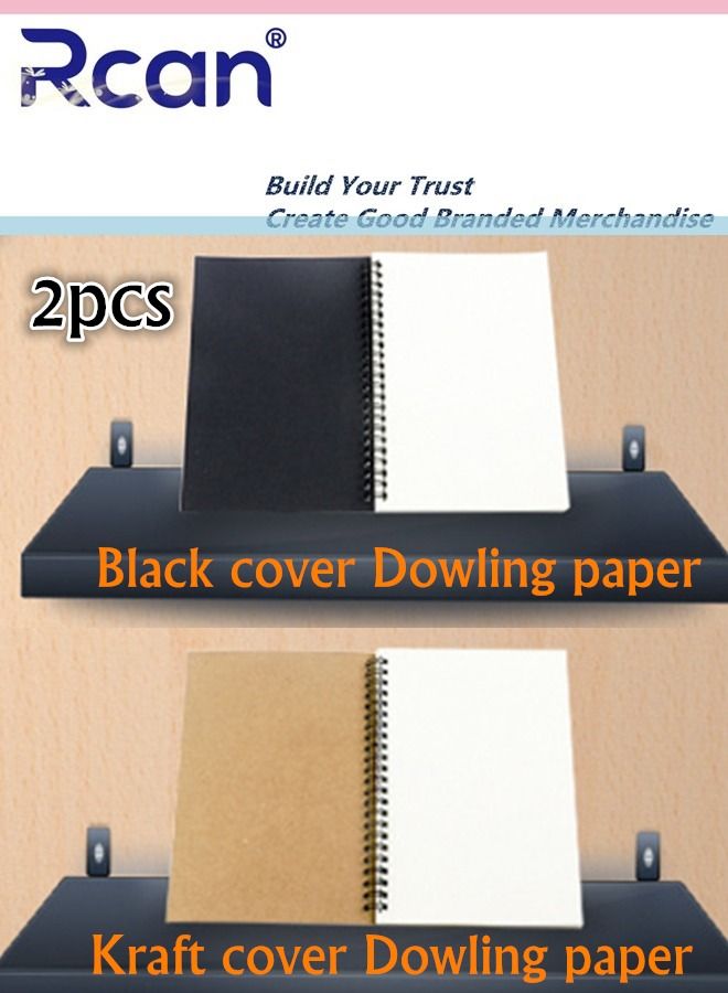 Rcan 2pcs A5 Spiral Notebooks Dowling Paper Sketch Hand Drawn Classic Cover Sketchbook for Sketching Diary Memo Journal For Art Students 50 Sheets - Image 1