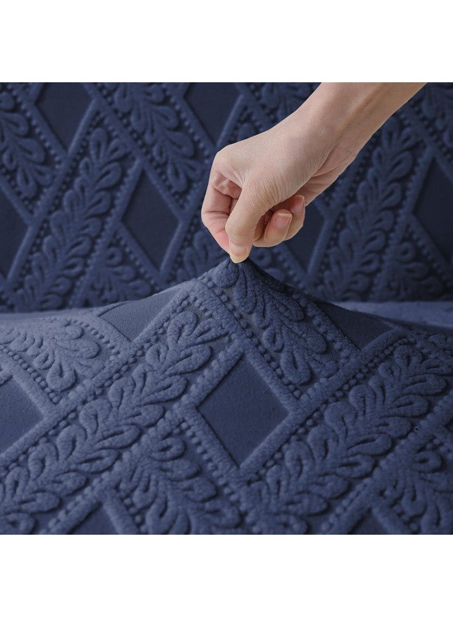 Styleys غطاء كرسي قابل للتمدد من ستايلز، قابل للإزالة والغسل، غطاء واقي قصير من جاكار لكرسي الطعام (عبوة من 4، أزرق داكن، JCMC34) - Image 3