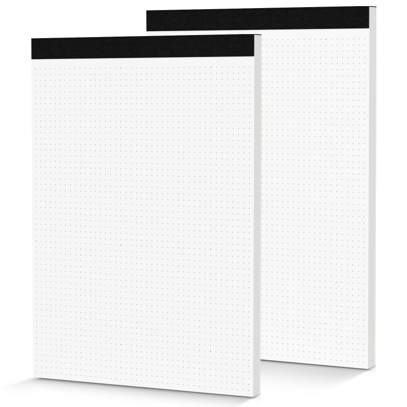 Zaviko Dot Grid Notepad 8.5 x 11, 2 Pack, 5x5 Dotted Graph Paper 8-1/2 x 11", Dotted Journal Notepad for Sketching Journaling, Micro Perforated, White Thick Paper 1/5" Dots Notes Writing Pad, 30 Sheets/Pad - Image 1