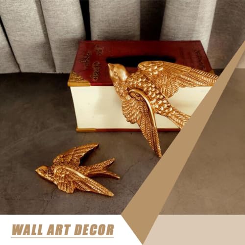 VOSAREA Bird Wall Art Bird Wall Figurine Sow Sculpture Resin Hanging Decor 3D Sculpted Floating Sculpture Antique Sow Hanging Ornament (4.72X3.93X1.18inch) - Image 4