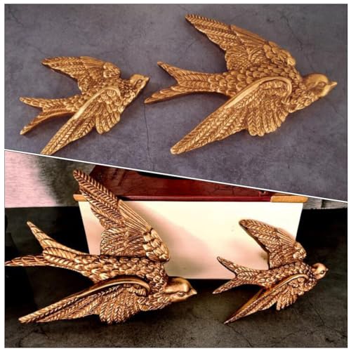 VOSAREA Bird Wall Art Bird Wall Figurine Sow Sculpture Resin Hanging Decor 3D Sculpted Floating Sculpture Antique Sow Hanging Ornament (4.72X3.93X1.18inch) - Image 5