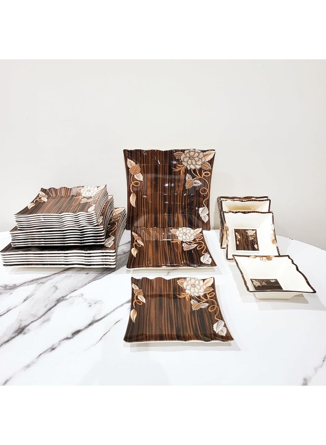 برايم ميلامين  طقم عشاء من الميلامين مكون من 47 قطعة لتقديم 8 اشخاص من برايم، طقم عشاء عالي الجودة وغير قابل للكسر، امن للاستخدام في الميكروويف وغسالة الصحون، طقم اطباق - Image 1