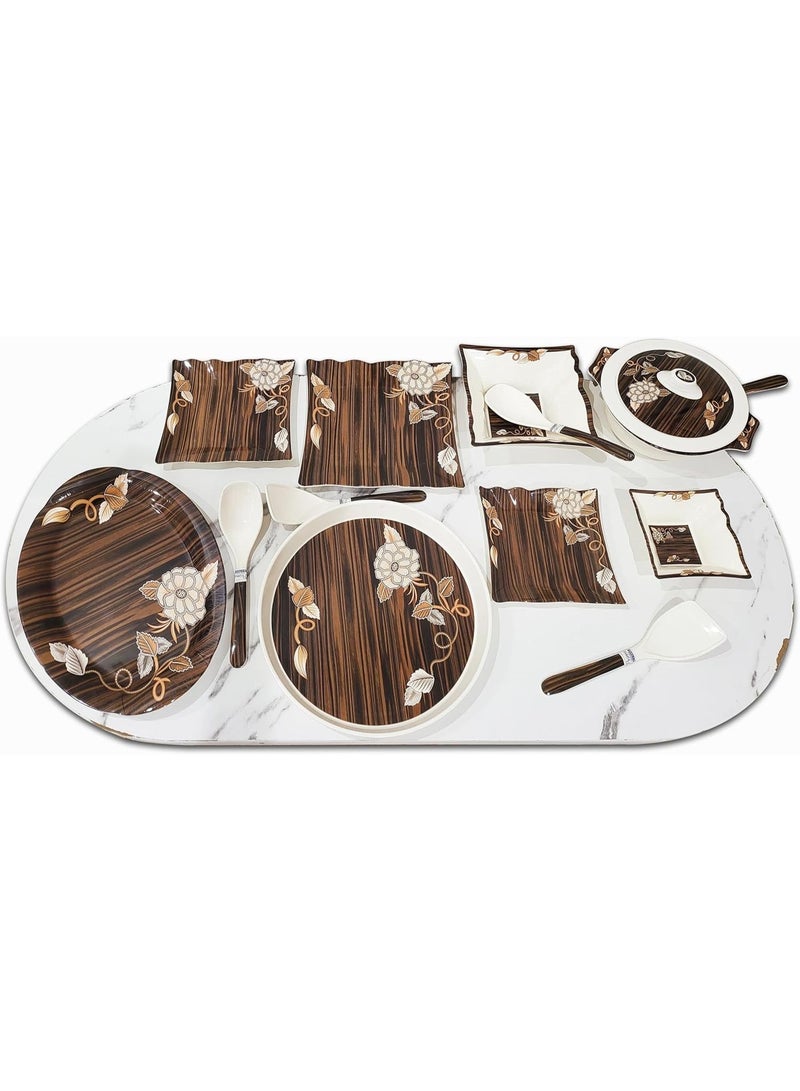 برايم ميلامين  طقم عشاء من الميلامين مكون من 47 قطعة لتقديم 8 اشخاص من برايم، طقم عشاء عالي الجودة وغير قابل للكسر، امن للاستخدام في الميكروويف وغسالة الصحون، طقم اطباق - Image 2