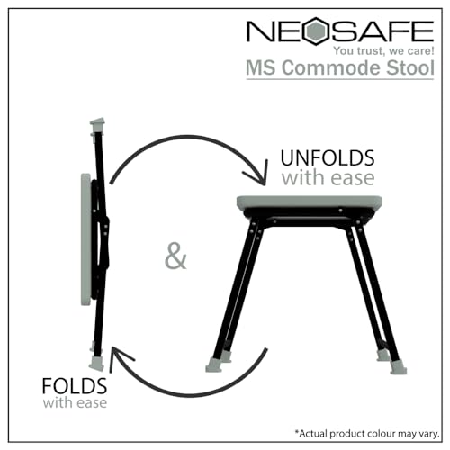NEOSAFE Premium Folding Powder Coated Metal Steel Shower Bathing Room Mobile Commode Stool Indian Toilet Seat for Elderly Disabled Man and Pregnant Women - Image 3
