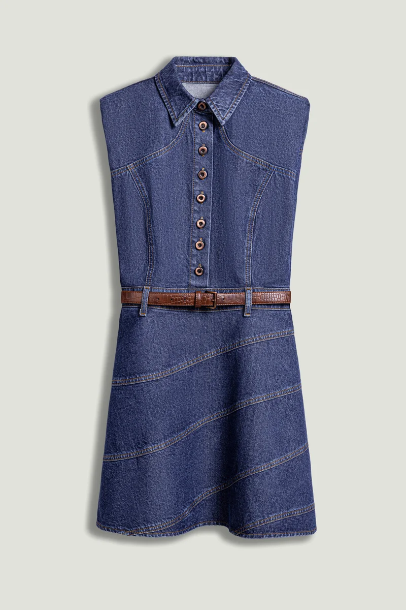 Nocturne Belted Denim Mini Dress