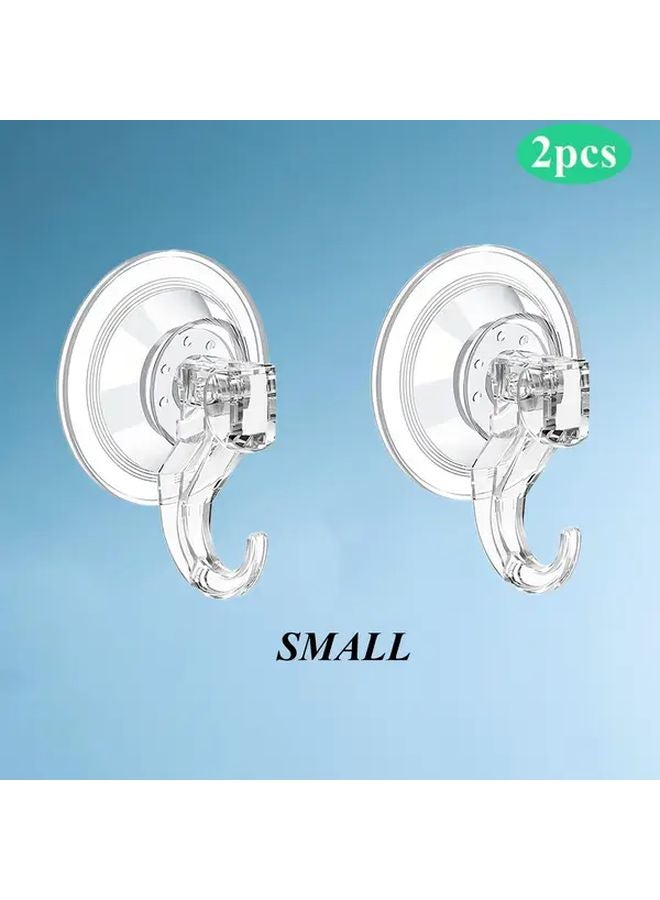 2pcs Small Strong Suction Cup Hooks Reusable For Shower Bathroom Tile Window - Image 1