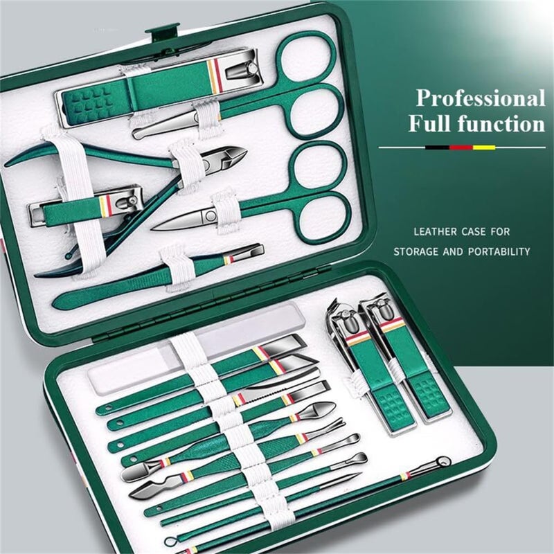 Nail Cutter Set Stainless Steel Manicure Set with Folding Bag Manicure Kits Scissors Makeup Beauty Tool,Army Green (Army Green) - Image 3