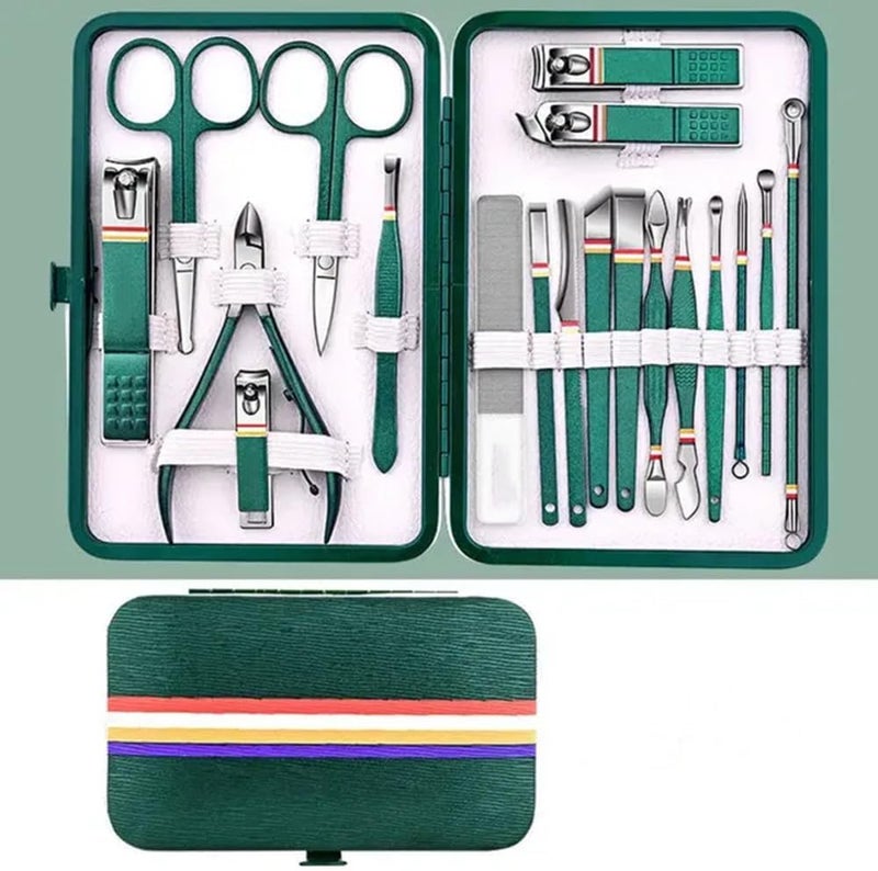 Nail Cutter Set Stainless Steel Manicure Set with Folding Bag Manicure Kits Scissors Makeup Beauty Tool,Army Green (Army Green) - Image 4