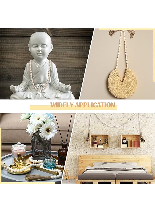 إيروريكس 3 قطع من الكتب المزيفة المزخرفة باللون الأبيض وسلسلة من الخرز الخشبي، كتب عرض مكدسة لتزيين طاولات القهوة في غرفة المعيشة ورف الموقد، كتب شكر وعرفان ومباركة - Image 5