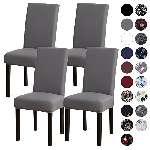 Sufdari Dining Chair Covers,Kitchen Cover,Parsons Slipcover,Spandex Protectors for Room Stretch Chairs Cover Set of 4 -Gray - Image 1