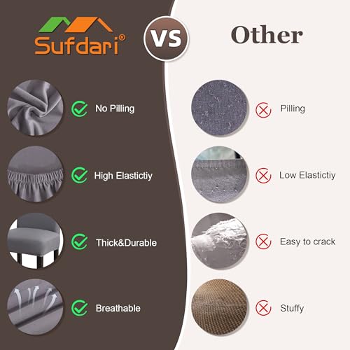 Sufdari Dining Chair Covers,Kitchen Cover,Parsons Slipcover,Spandex Protectors for Room Stretch Chairs Cover Set of 4 -Gray - Image 4