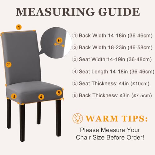 Sufdari Dining Chair Covers,Kitchen Cover,Parsons Slipcover,Spandex Protectors for Room Stretch Chairs Cover Set of 4 -Gray - Image 3