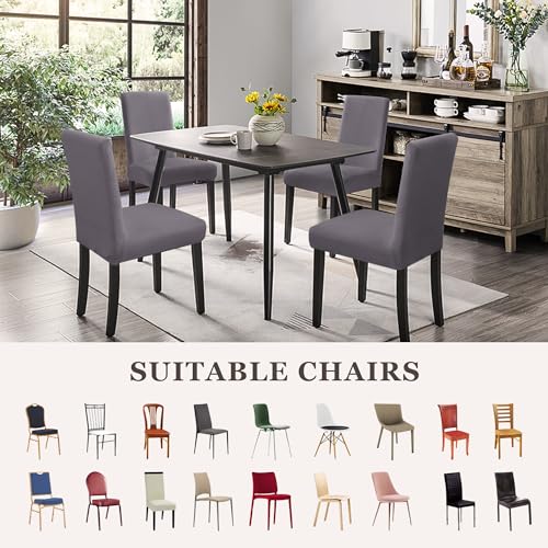 Sufdari Dining Chair Covers,Kitchen Cover,Parsons Slipcover,Spandex Protectors for Room Stretch Chairs Cover Set of 4 -Gray - Image 5