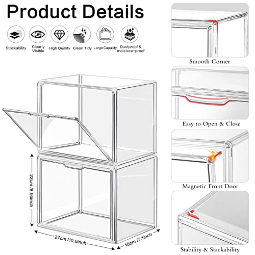 DILIBRA 4 Packs Clear Plastic Handbag Storage Organizer for Closet, Small Acrylic Display Box for Handbag, Stackable Storage Boxes Bag Organizer with Magnetic Door for Purse Clutch Wallet Book - Image 2