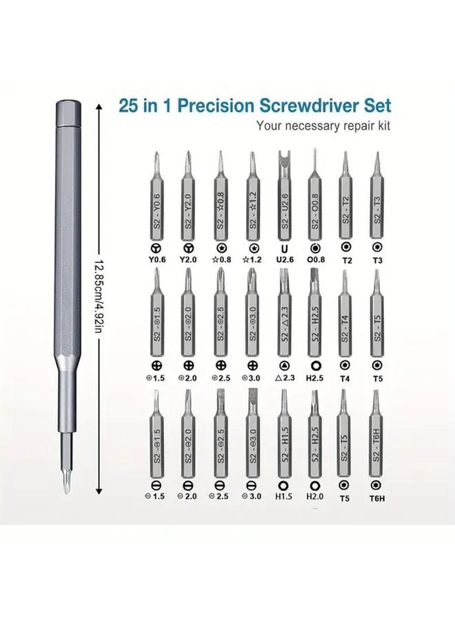 Black Professional Magnetic Mini Repair Tool Kit 20 Precision Screwdrivers Heavy Duty Magnetic Base Ergonomic Handle - Image 4