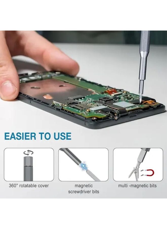 Black Professional Magnetic Mini Repair Tool Kit 20 Precision Screwdrivers Heavy Duty Magnetic Base Ergonomic Handle - Image 5