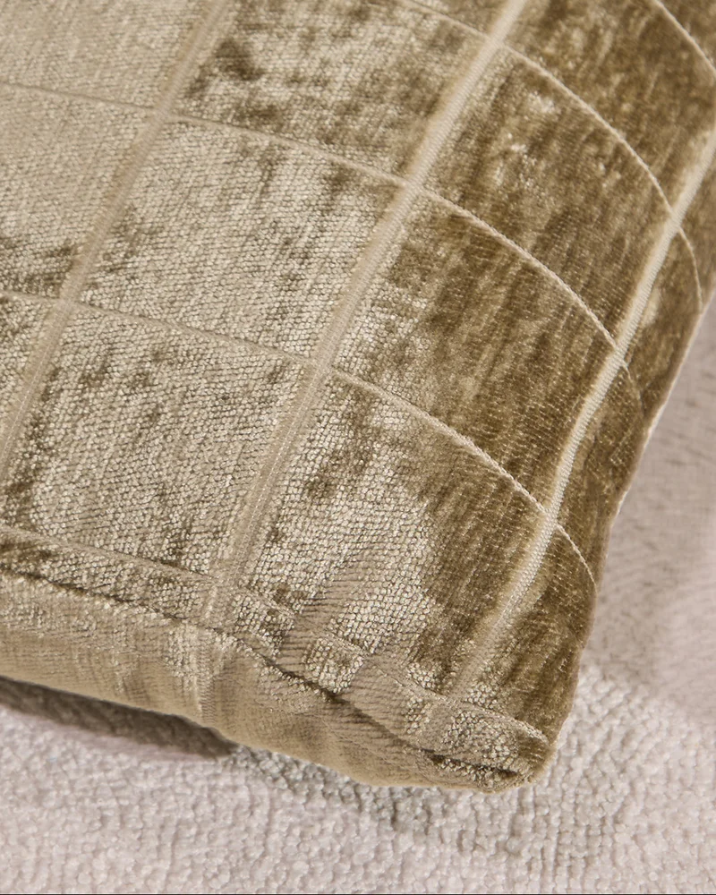 REDTAG Green Check Velvet Cushion