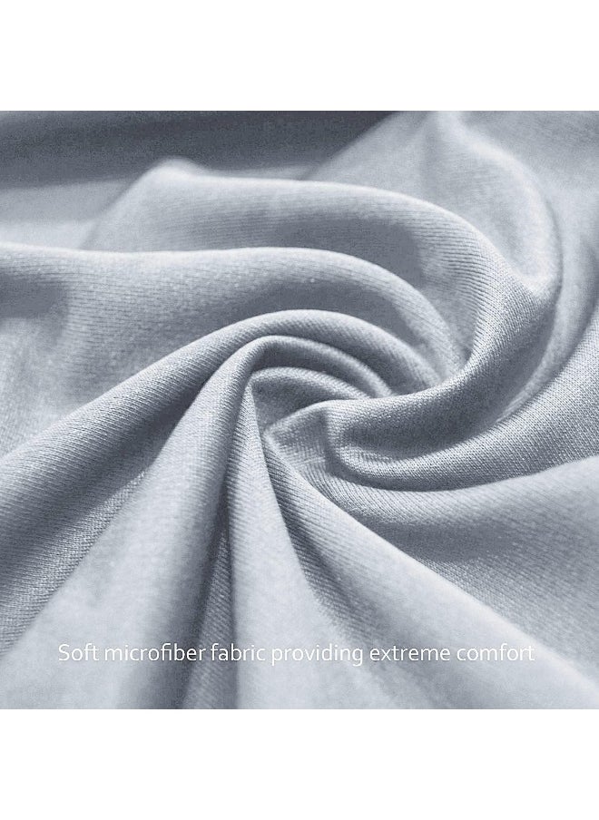Biloban - Biloban Pack n Play Sheets 4 Pack, Portable Playard | Mini Crib Sheets, Ultra Soft Microfiber Pack and Play Sheet, Preshrunk, Navy and Light Grey - Image 1
