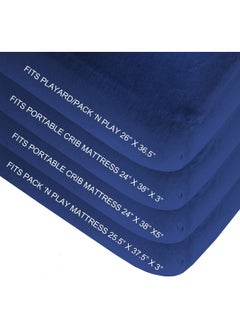Biloban Biloban Pack n Play Sheets 4 Pack, Portable Playard | Mini Crib Sheets, Ultra Soft Microfiber Pack and Play Sheet, Preshrunk, Navy and Light Grey  - Image 4
