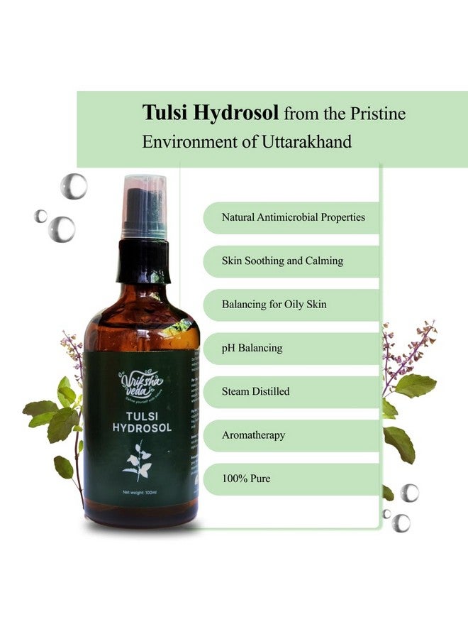 Vriksha Veda Acne Healing Combo I Tulsi Hydrosol/Holy Basil Hydrosol (100 ml) and Pure Aloe Vera Gel (100 gms) I Suitable for all skin types - Image 3