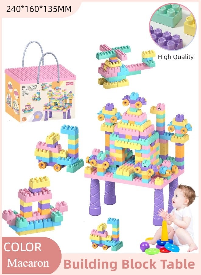 Loquat Building Block Table, Multi-Functional Educational Study Block Table, DIY Assembled Educational Toys, A Variety Of Shapes Can Be Built, 360 Pcs Building Block（Macaron color） - Image 1