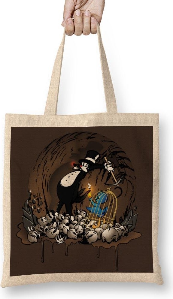 Baskı Dükkanı Print Shop Chocolate Hey Fatcat Catch On Tote Bag Long Handle