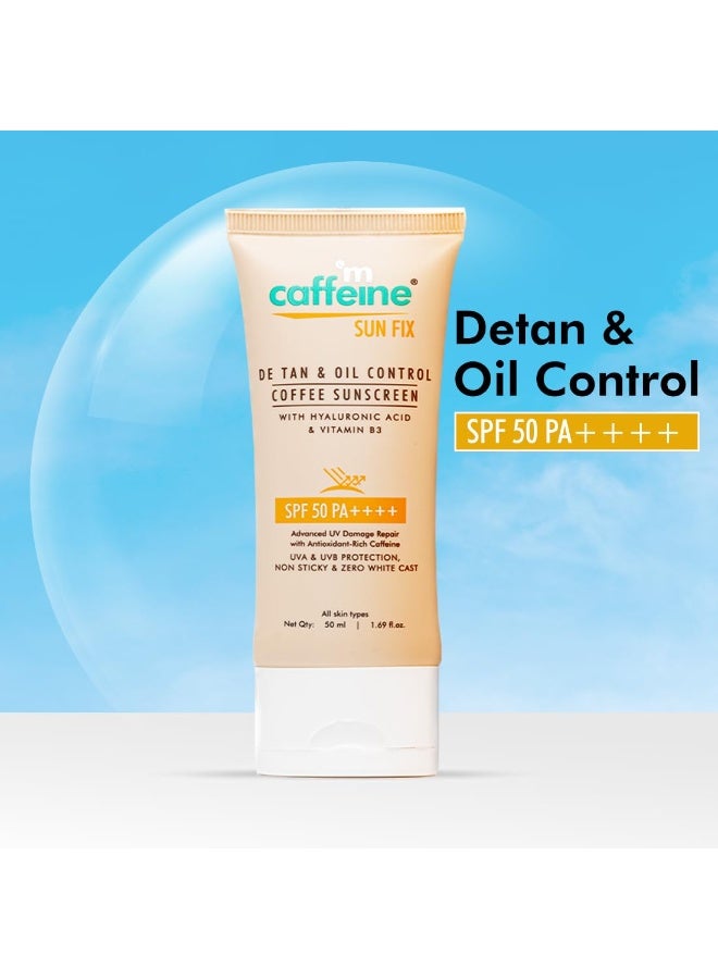 mCaffeine Matte Sunscreen SPF 50 for Men & Women | Lightweight, Water Resistant, Zero White Cast | Sun Protect, Prevents Tan & Repairs UV Damage | All Skin Type - 50ml - Image 2