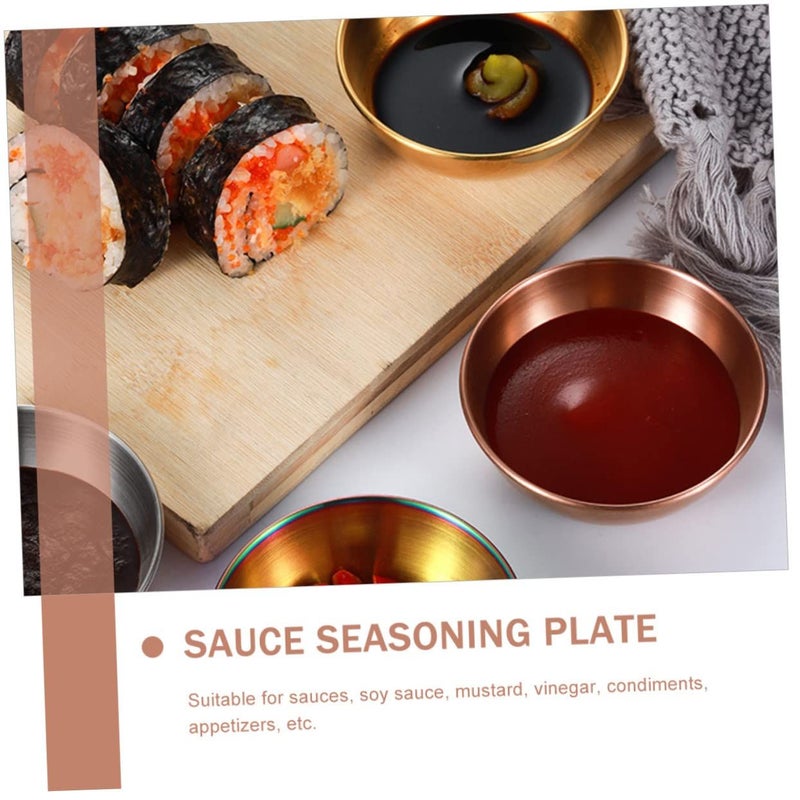 4Pcs Stainless Steel Sauce Dishes Condiment Plates for Dipping Seasonings and Appetizers Portable Design - Image 5