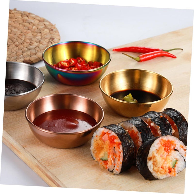 4Pcs Stainless Steel Sauce Dishes Condiment Plates for Dipping Seasonings and Appetizers Portable Design - Image 4