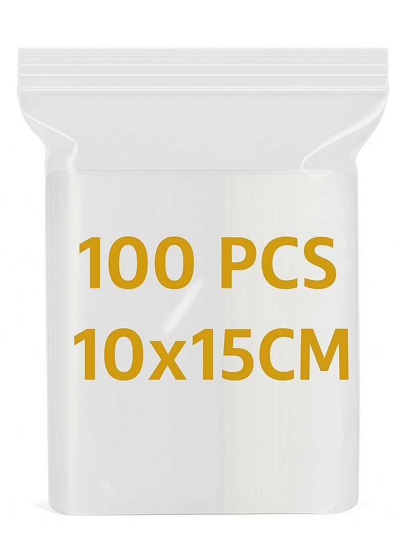 Lavish Clear Ziplock Bags 10x15CM | 100 PACK Transparent Resealable Plastic Pouches |Reclosable Seal for Food Jewelry Travel Packing Storage | Multi Purpose Plastic Zipper Bags - Image 1