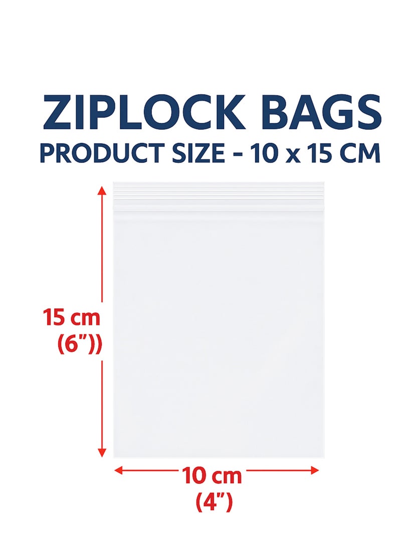 Lavish Clear Ziplock Bags 10x15CM | 100 PACK Transparent Resealable Plastic Pouches |Reclosable Seal for Food Jewelry Travel Packing Storage | Multi Purpose Plastic Zipper Bags - Image 2