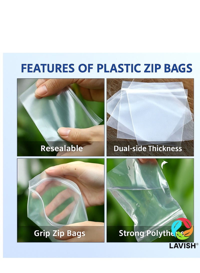 Lavish Clear Ziplock Bags 10x15CM | 100 PACK Transparent Resealable Plastic Pouches |Reclosable Seal for Food Jewelry Travel Packing Storage | Multi Purpose Plastic Zipper Bags - Image 4