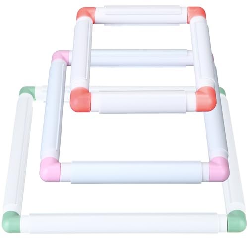 Janinka Embroidery Hoop 3 Pcs Cross Stitch Hoops and Frames White Rectangular Cross Stitch Embroidery Snap Frame DIY Sewing Tool for Quilting SilkPainting 6 x 6 8 x 8 11 x 11 in Mixing Colors - Image 1