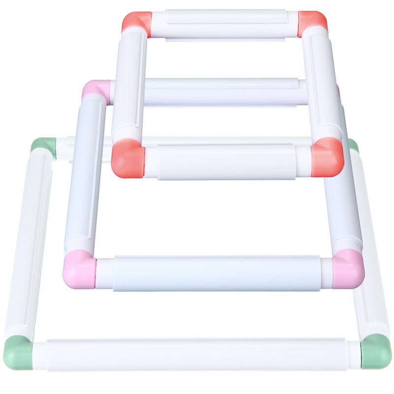 Janinka Embroidery Hoop 3 Pcs Cross Stitch Hoops and Frames White Rectangular Cross Stitch Embroidery Snap Frame DIY Sewing Tool for Quilting SilkPainting 6 x 6 8 x 8 11 x 11 in Mixing Colors - Image 2