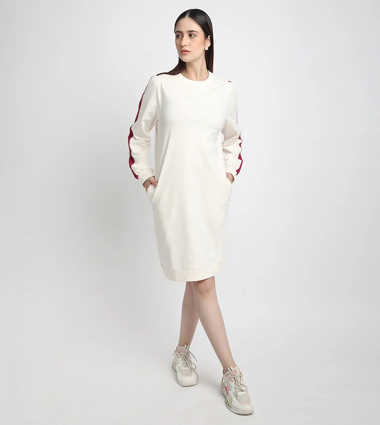 BEVERLY HILLS POLO CLUB Logo Embroidered Long Sleeves Sweatdress