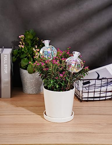 NiHome CactusShaped Glass Plant SelfWatering Globes 6Pack Glass Waterer Stakes for Potted Plants Automatic Mini Irrigation System Adorable Gardening Tool Iridescent 3 Large 3 Medium - Image 3