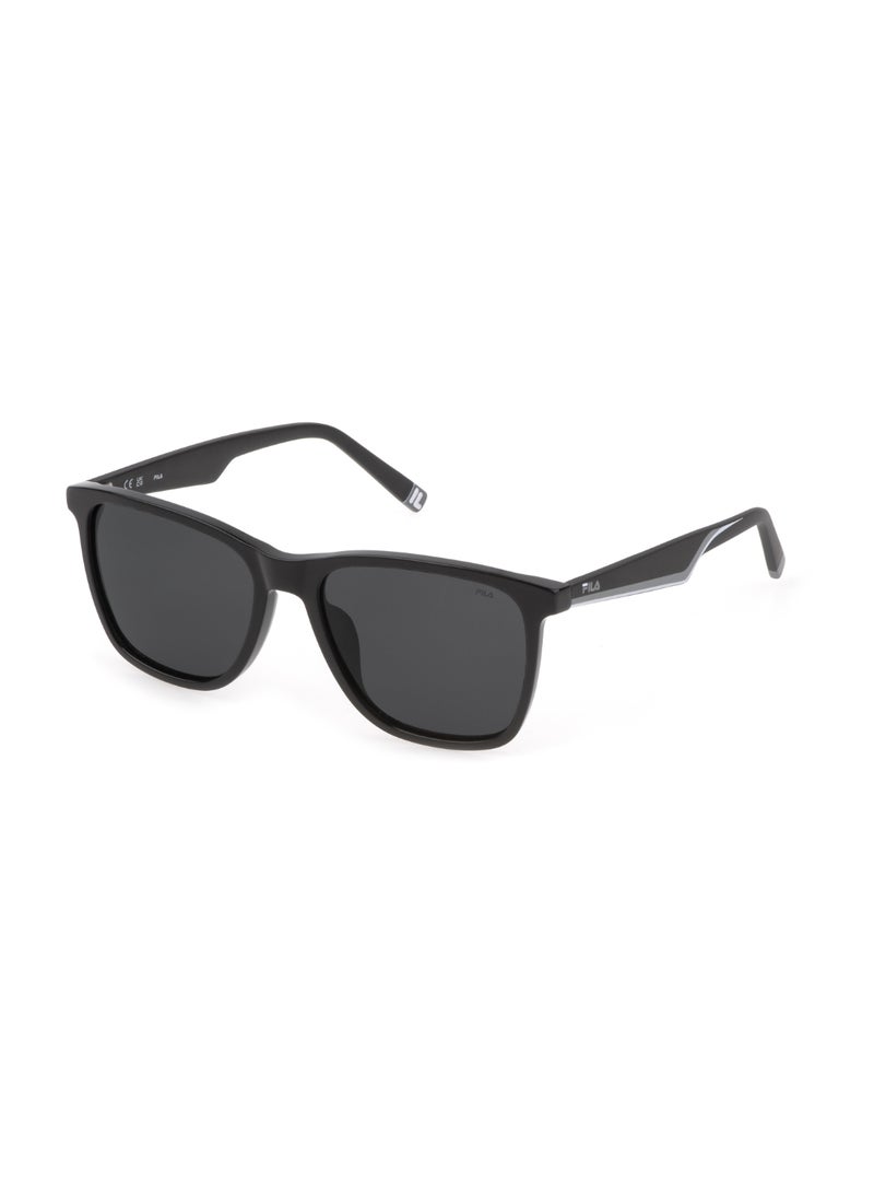 FILA Men's Square Shape Polarized Acetate Sunglasses SFI461 56700P - Lens Size: 56 Mm - Shiny Black - Image 1