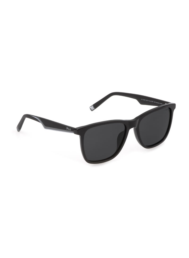 FILA Men's Square Shape Polarized Acetate Sunglasses SFI461 56700P - Lens Size: 56 Mm - Shiny Black - Image 3