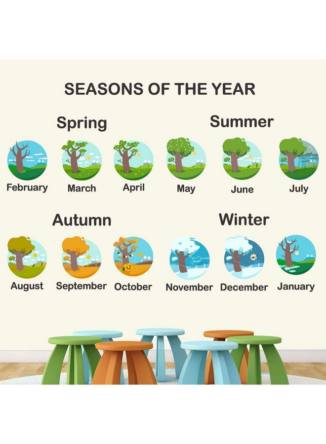 عصا لي ملصق حائط للأطفال بعنوان "4 فصول في عام واحد - للأطفال - التعلم - التعليم - الحضانة - روضة الأطفال - حديقة الأطفال" -SM650 (متعدد الألوان، فينيل - 120 سم × 60 سم) - Image 1