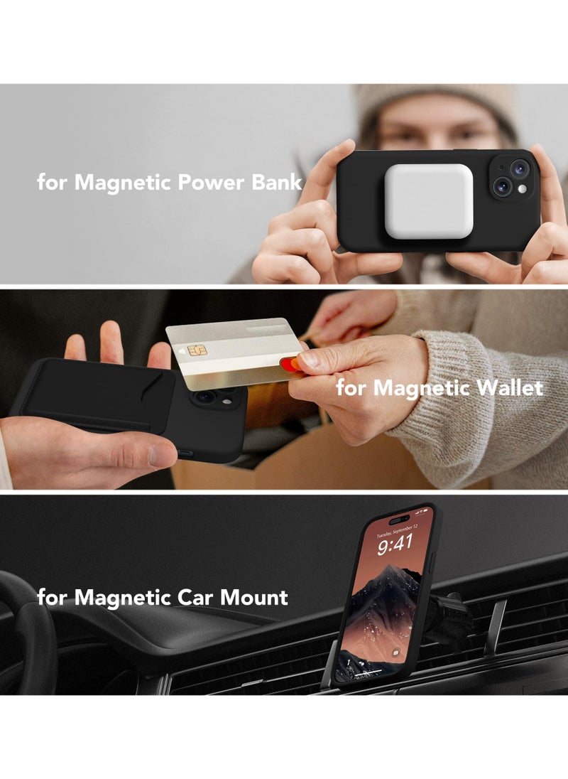 SUYDANBOX - Magnetic for iPhone 15 Case Compatible with MagSafe [Screen Protector + Full Camera Protection] Silicone Shockproof Anti-Scratch Protective Phone Case for iPhone 15 6.1" Black - Image 1