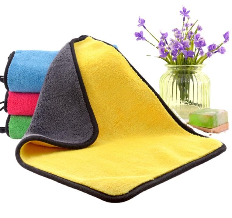 Outlay Home Microfiber Cloth & Towel-Thick Lint Free Multipurpose Cloths for Automotive Car Bike scooty Cleaning Polishing Washing & Detailing - 30x40 cms, Multicolor, 4 Pieces - Image 1