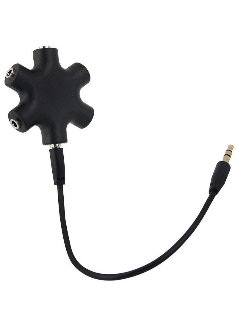 Y&D - 2PCS Multi Headphone Splitter 3.5mm Audio Jack 1 Male to 5 Port Female Earphone Headset Adapter (Black) - Image 1
