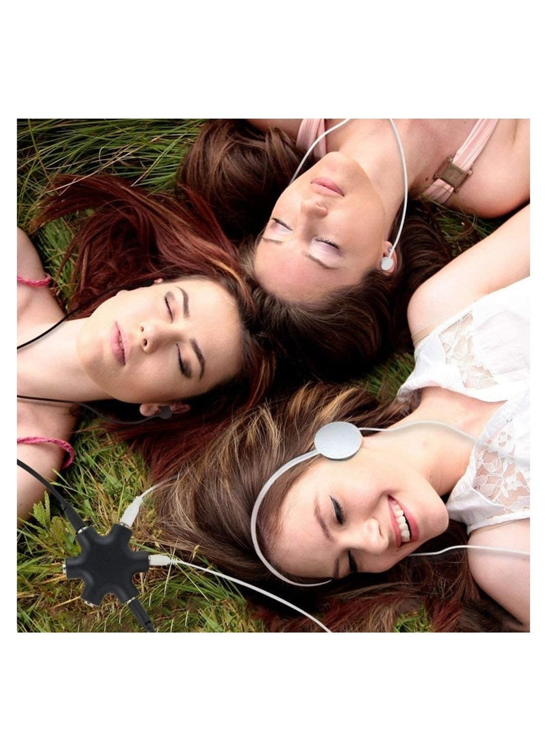 Y&D - 2PCS Multi Headphone Splitter 3.5mm Audio Jack 1 Male to 5 Port Female Earphone Headset Adapter (Black) - Image 1