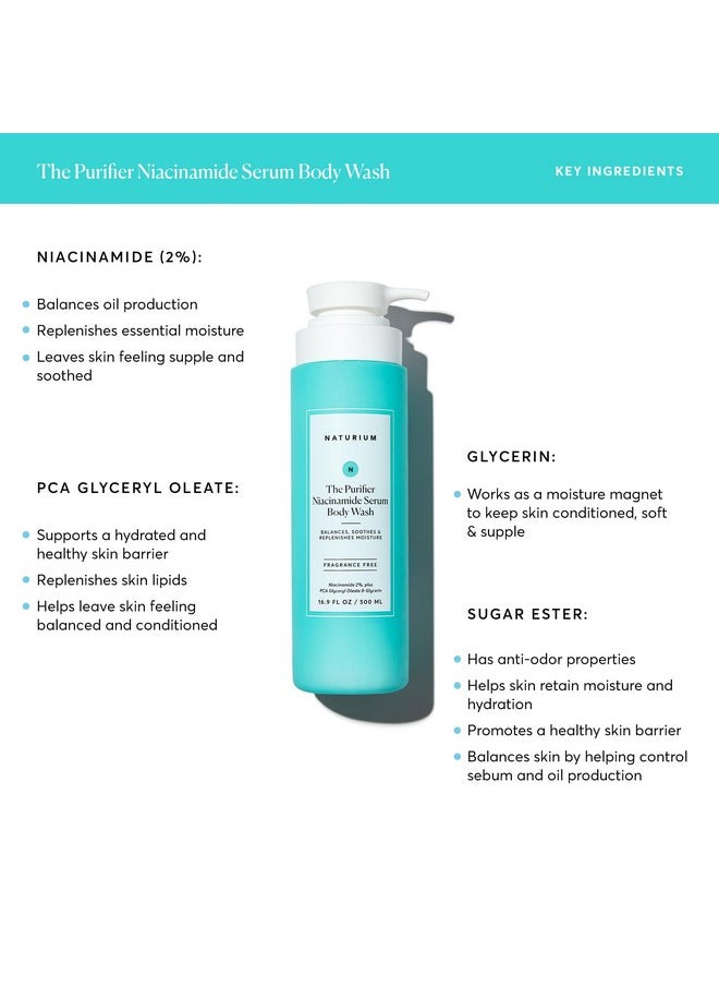 NATURIUM The Purifier Niacinamide Serum Body Wash Cleansing & Hydrating Gelserum Dermatologist Tested Paraben & Cruelty Free 16.9 Oz  - Image 3