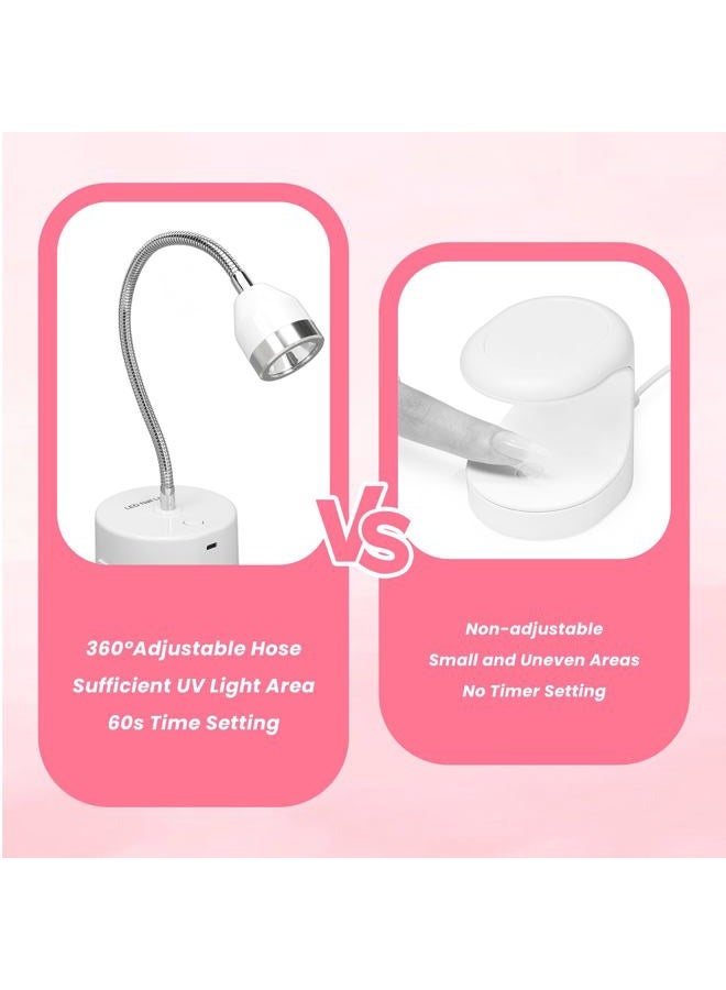NSXAYIWE Touch UV Gel Nail Lamp, Rechargeable LED UV Nail Lamp with 60s Timer for Gel Nail Polish, Portable Flash Cure Lamp with 360° Adjustable Gooseneck UV Lamp for Gel x Nails - Image 2