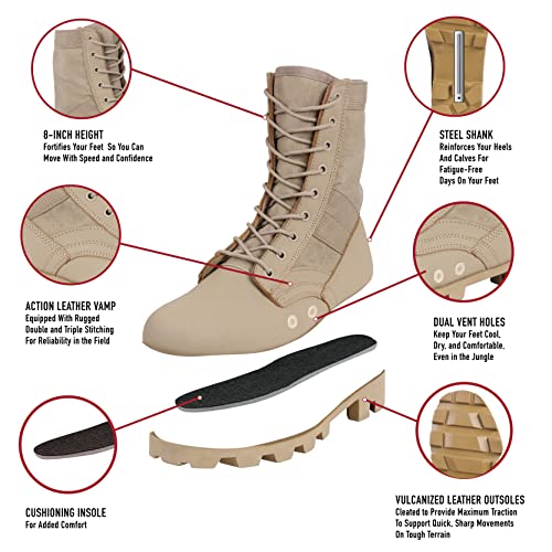 Rothco Jungle Boots - 8 Inch - Durable All-Terrain Boot with Lightweight Comfort – Desert Tan – 13 Regular - Image 2