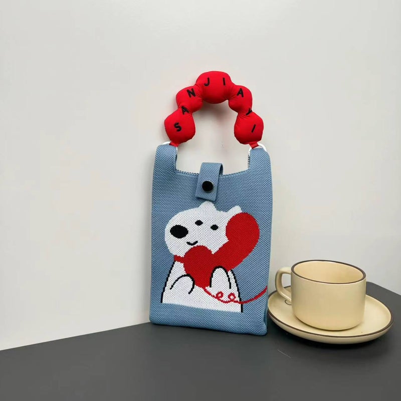 Advanced Sense Ins New Mobile Phone Bag Cute Cartoon Knitted Bag Niche Design Trendy Shoulder Crossbody Shoulder Bag - Image 1