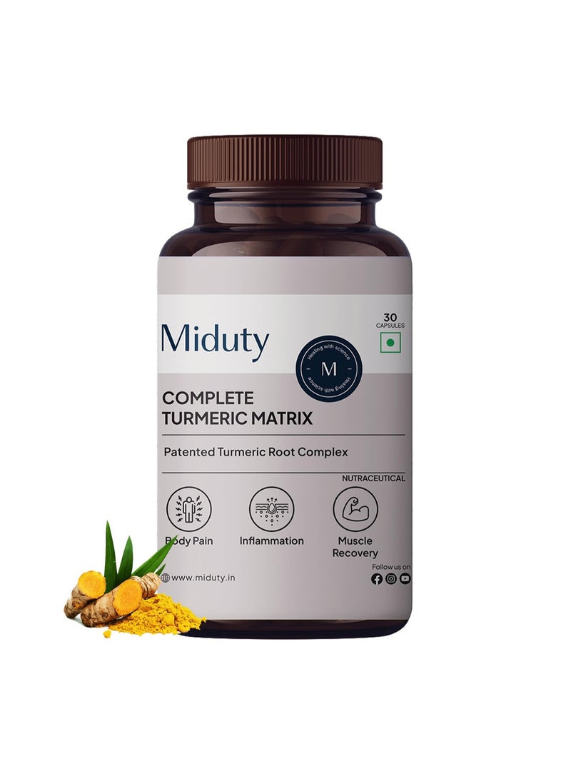 Miduty Complete Turmeric Matrix Pure Extract of Curcuma Longa Roots with Patented Technology than 95% Curcuminodis 30 Veg Capsules - Image 1