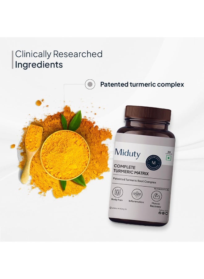 Miduty Complete Turmeric Matrix Pure Extract of Curcuma Longa Roots with Patented Technology than 95% Curcuminodis 30 Veg Capsules - Image 2
